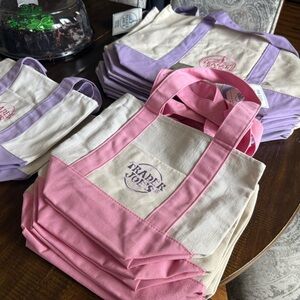 Trader Joe's Pink and Lavender Large and Mini Canvas Tote Bag